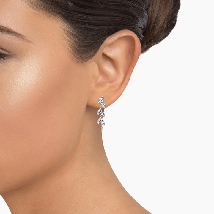 Diamond Leaf Cascade Drop Earrings