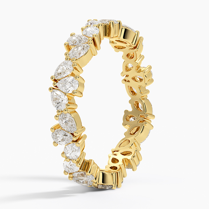 Marquise & Round Diamond Eternity Band, Full Eternity Wedding Ring, Gold Anniversary Band
