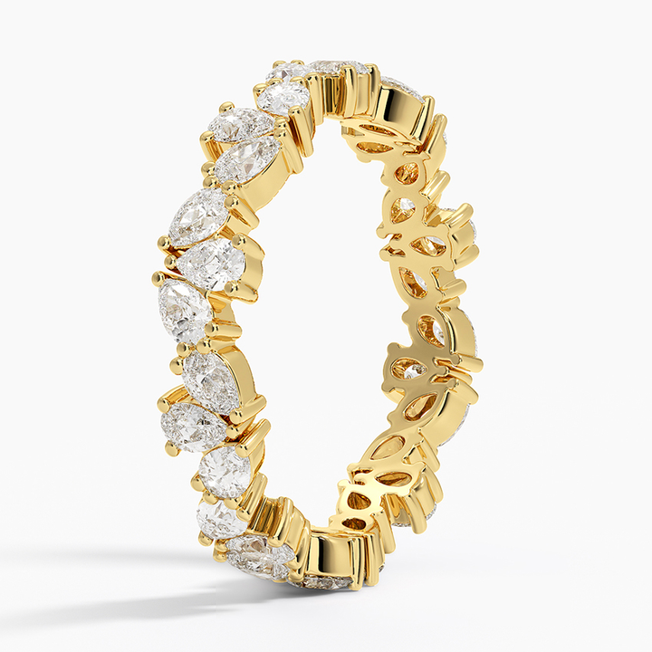 Marquise & Round Diamond Eternity Band, Full Eternity Wedding Ring, Gold Anniversary Band