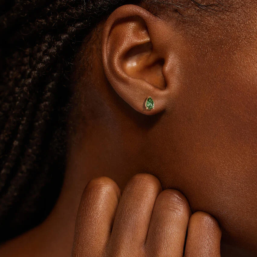 Pear Cut Green Sapphire Stud Earrings