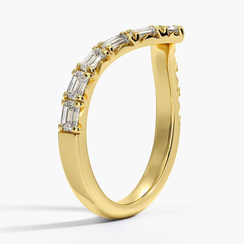 V-Shaped Diamond Ring, Chevron Baguette Diamond Band, Minimalist Wedding Band