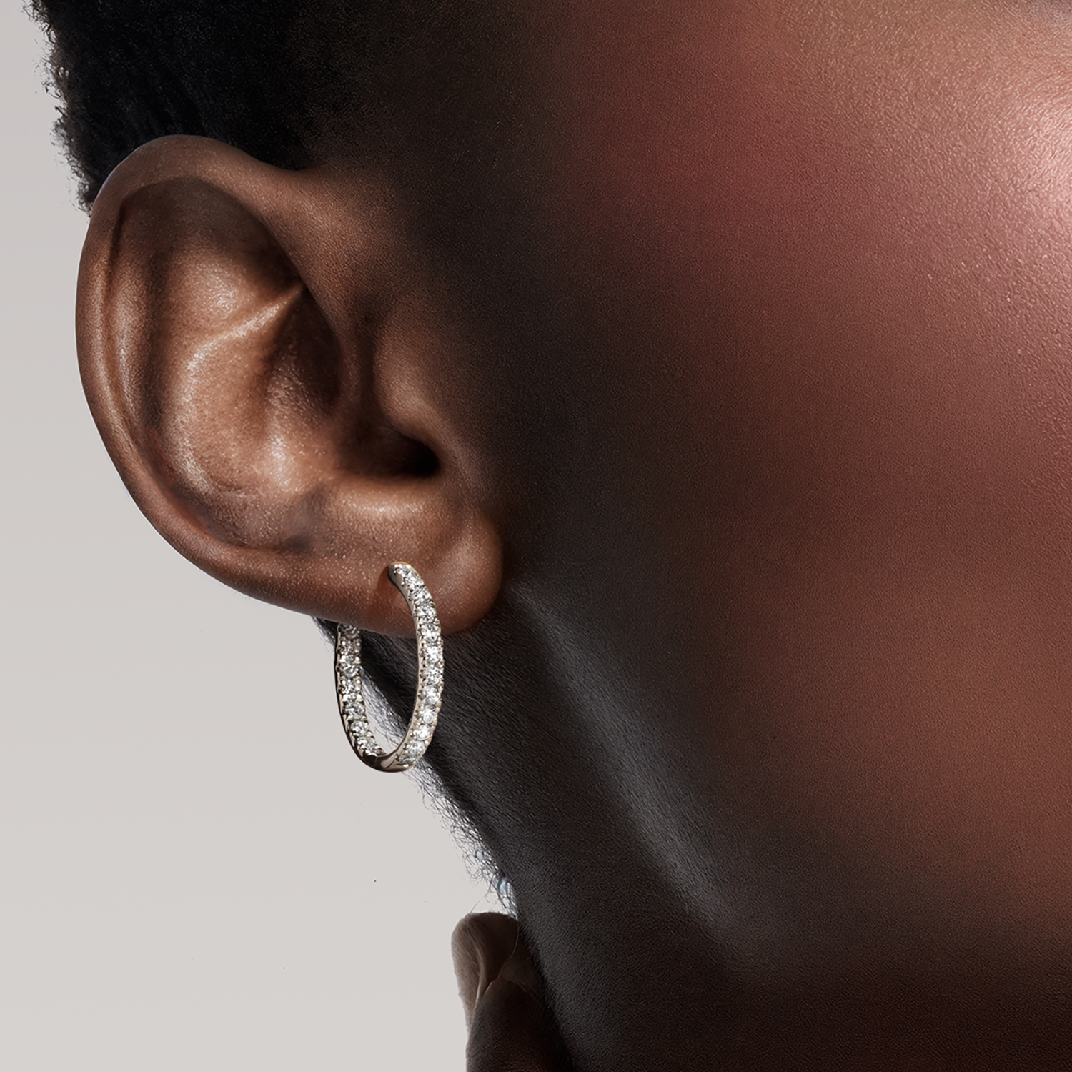 Diamond Hoop Earrings, Inside Out Diamond Hoops, Minimalist Diamond Earrings