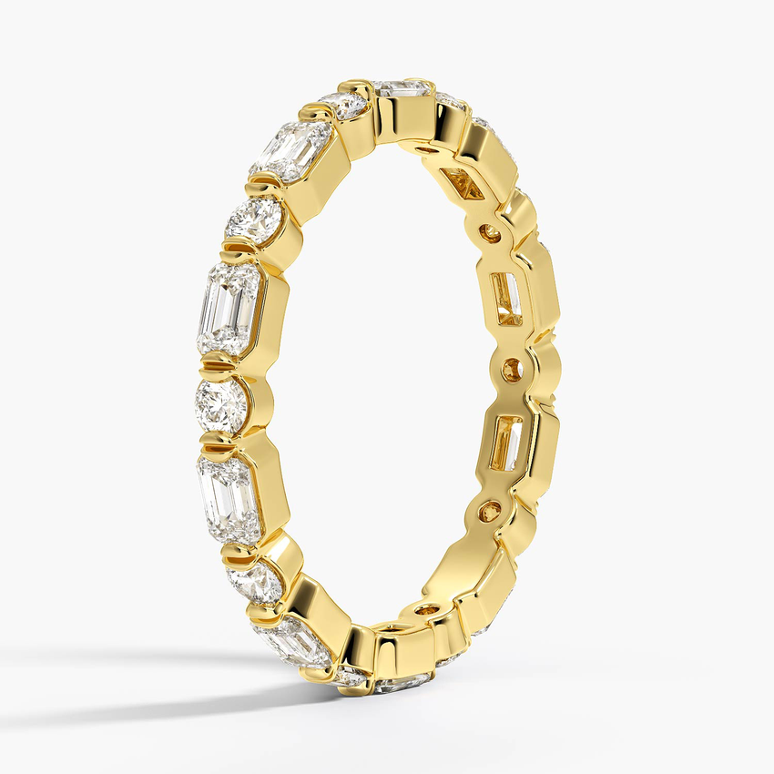 Emerald Cut & Round Diamond Eternity Band, Alternating Diamond Wedding Ring, Full Eternity Band