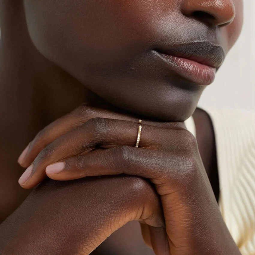 Diamond Open Ring, Minimalist Adjustable Diamond Ring, Wrap Open Ring