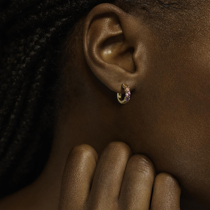 Sunset Ombre Sapphire Huggie Earrings