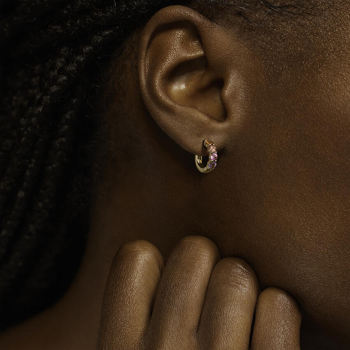 Sunset Ombre Sapphire Huggie Earrings