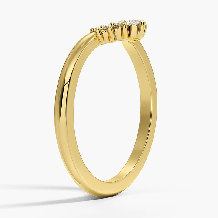 Minimalist V Shape Diamond Ring, Curved Chevron Wedding Band, Dainty Stackable Diamond Ring