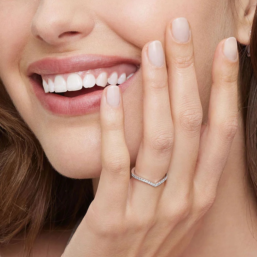 V Shape Diamond Ring, Chevron Wedding Band, Curved Diamond Ring