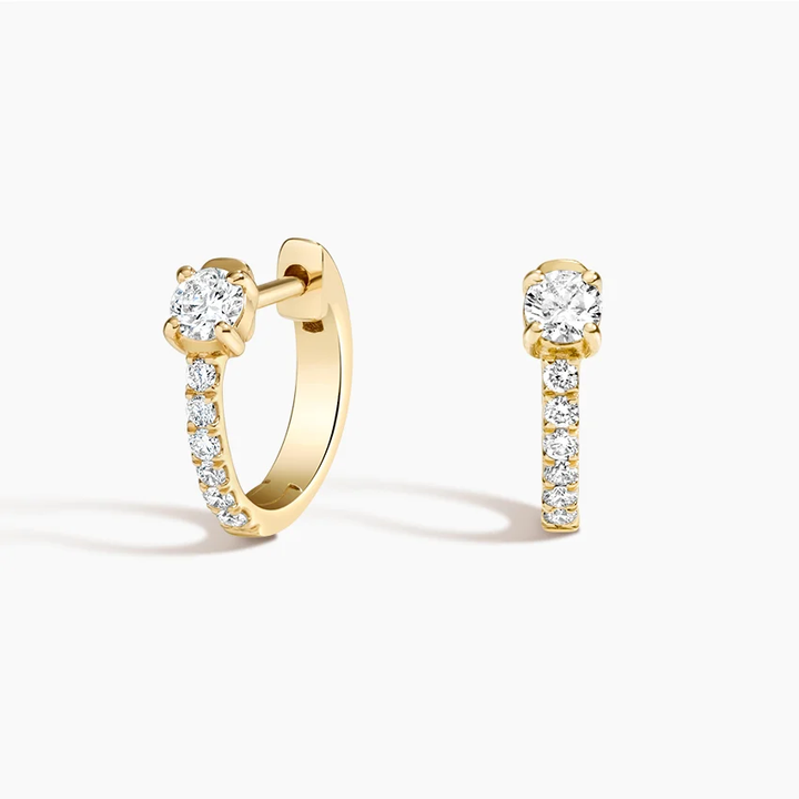 Dainty Diamond Hoop Earrings, Minimalist Pavé Huggie Hoops, Everyday Diamond Earrings