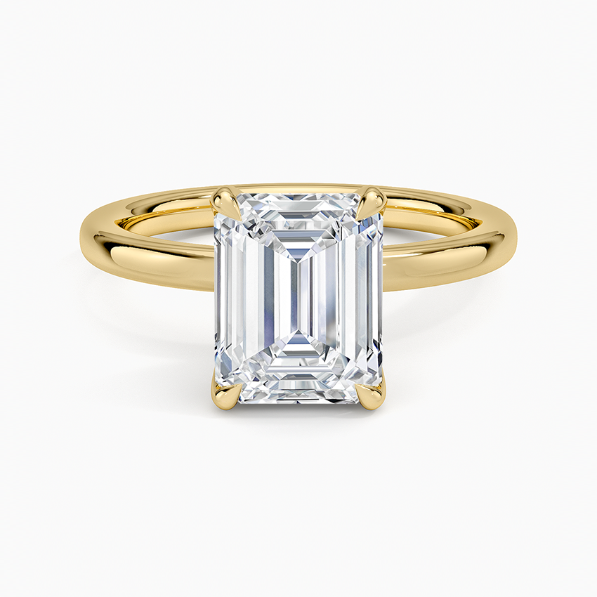 merald Cut Moissanite Engagement Ring, Solitaire 4 Prong Ring, Minimalist Gold Promise Ring