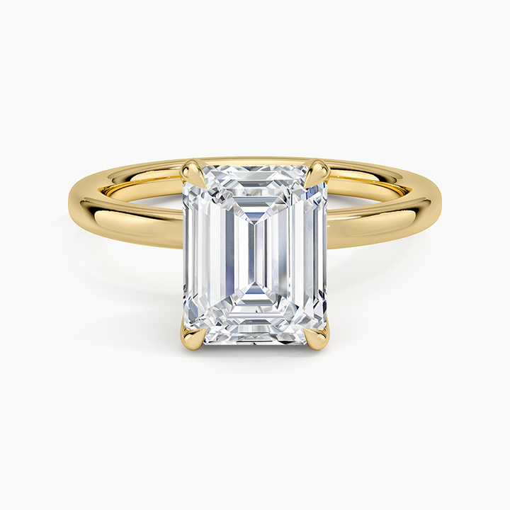 merald Cut Moissanite Engagement Ring, Solitaire 4 Prong Ring, Minimalist Gold Promise Ring