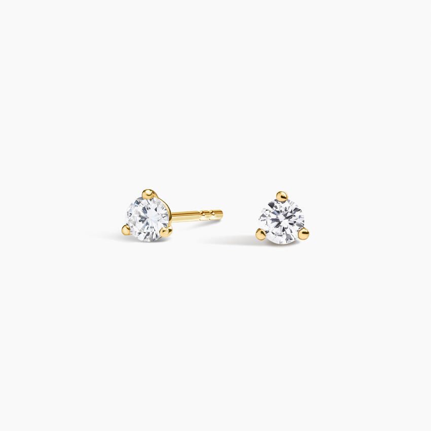 Round Cut Diamond Stud Earrings, Minimalist Solitaire Studs, Everyday Gold Earrings