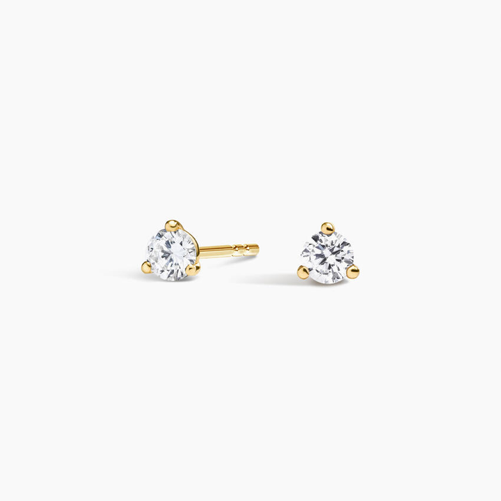 Round Cut Diamond Stud Earrings, Minimalist Solitaire Studs, Everyday Gold Earrings