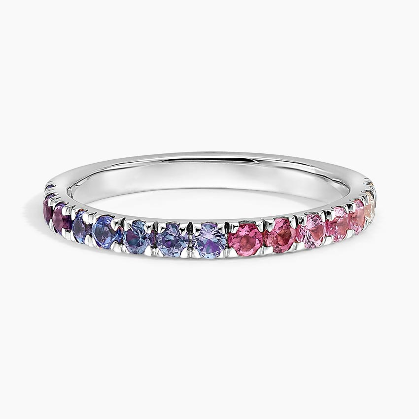 Rainbow Sapphire Eternity Band Ring, Multi Color Gemstone Ring, Minimalist Wedding Band Gift