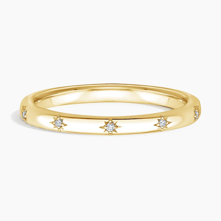 Star Set Diamond Band Ring, Minimalist Celestial Diamond Ring, Dainty Stackable Ring (Copy)