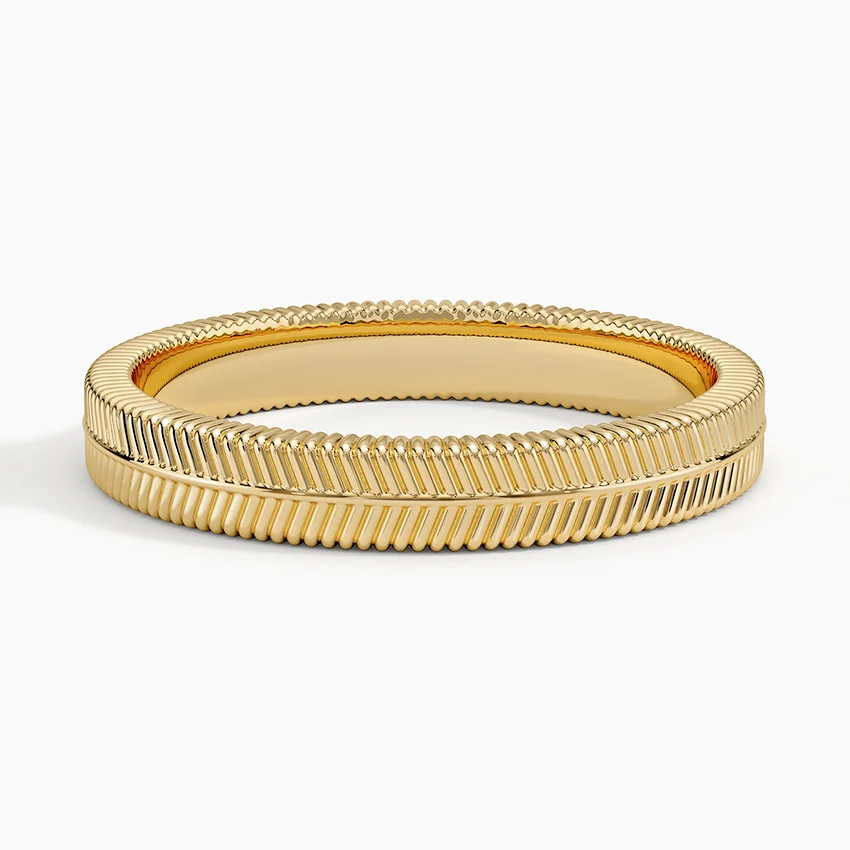 Minimalist Textured Wedding Band Ring, Ribbed Gold Ring, Stackable Band