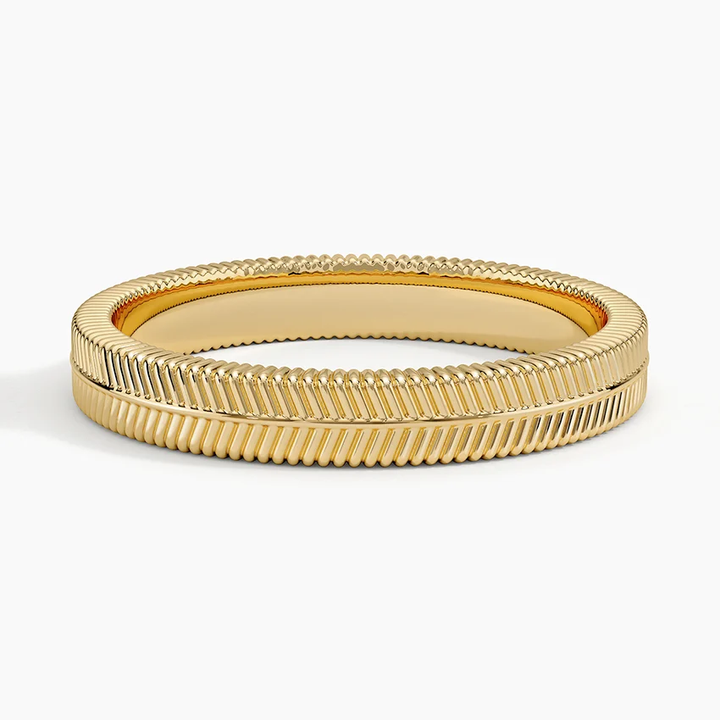 Minimalist Textured Wedding Band Ring, Ribbed Gold Ring, Stackable Band