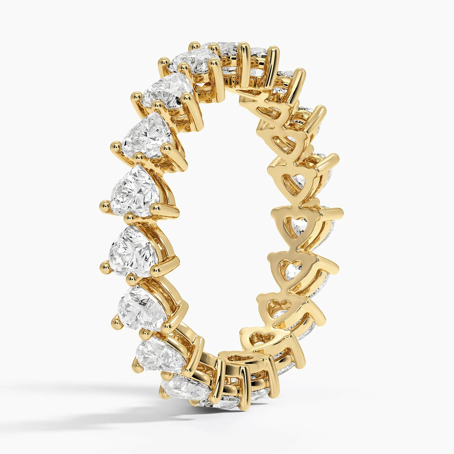 Pear Cut Diamond Eternity Band Ring, Full Eternity Wedding Band, Prong Set Teardrop Diamond Anniversary Ring