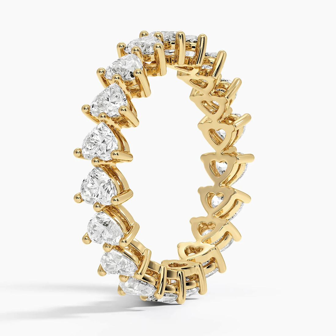 Pear Cut Diamond Eternity Band Ring, Full Eternity Wedding Band, Prong Set Teardrop Diamond Anniversary Ring