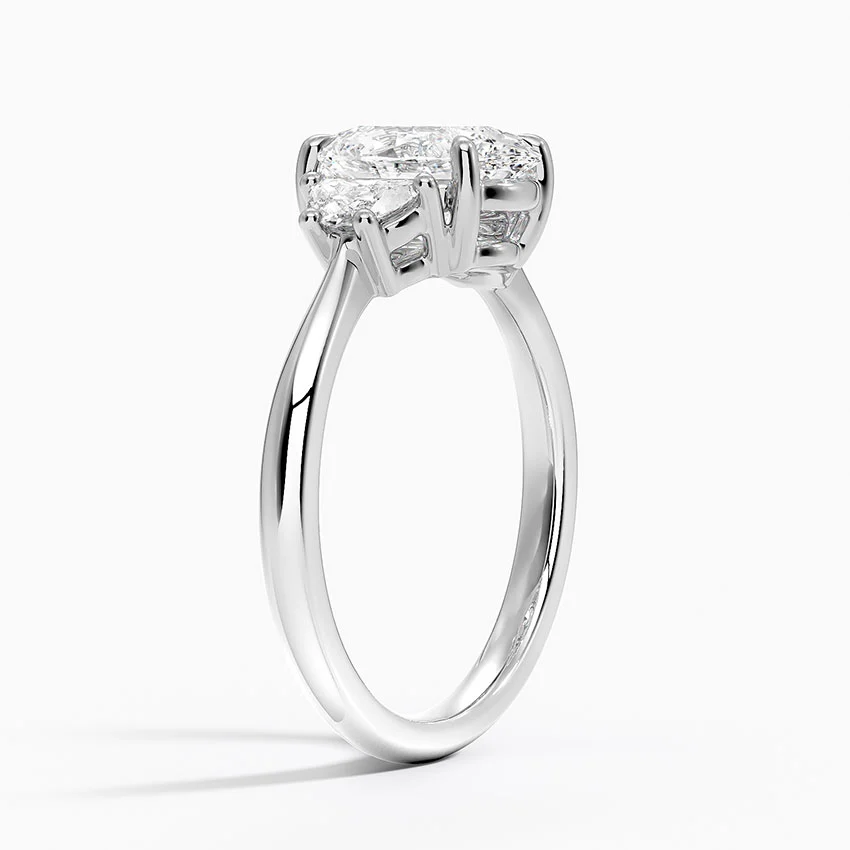 Oval Cut Three Stone Diamond Engagement Ring, Classic Trilogy Ring, Minimal Prong Setting