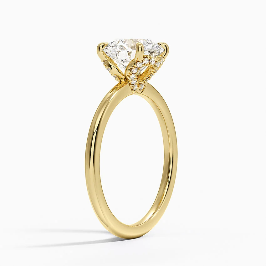 Round Cut Solitaire Diamond Engagement Ring, 4 Prong Classic Minimalist Ring, Timeless Bridal Ring
