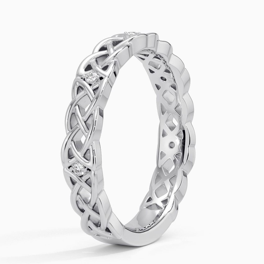 Celtic Knot Diamond Ring, Vintage Infinity Band, Solid Gold Wedding Band