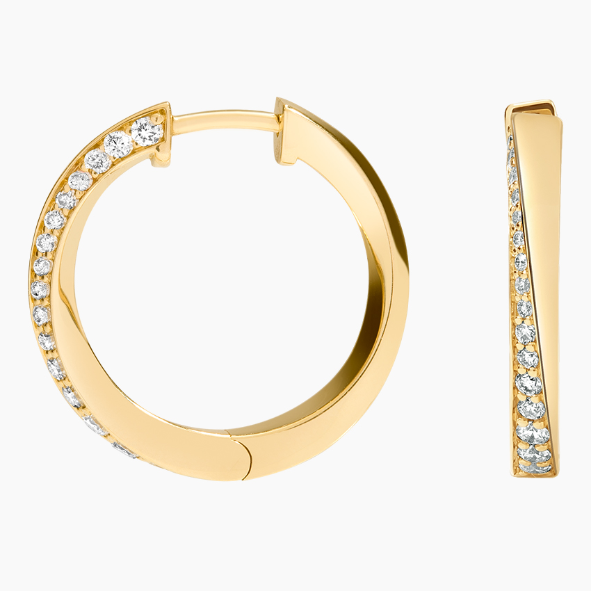 Diamond Hoop Earrings, Minimalist Pave Diamond Hoops, Modern Geometric Huggie Earrings