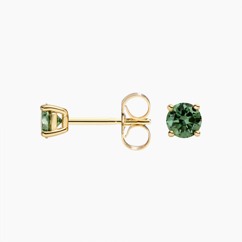 Minimalist Round Gemstone Earrings, Tiny Everyday Studs, Green Sapphire Stud Earrings