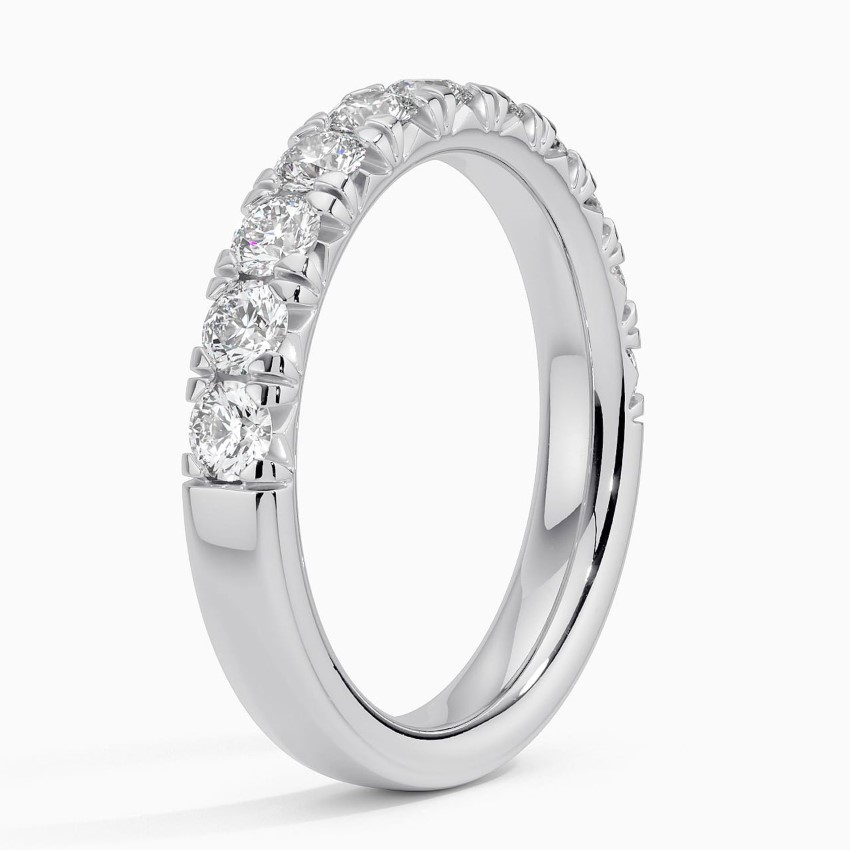 Round Diamond Half Eternity Ring, Solid Gold Wedding Band, Prong Set Diamond Anniversary Ring