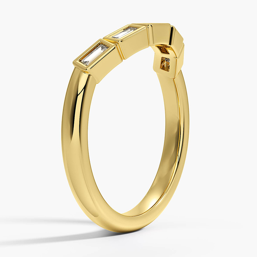 Baguette Diamond Band Ring, Bezel Set Diamond Ring, Minimalist Wedding Band