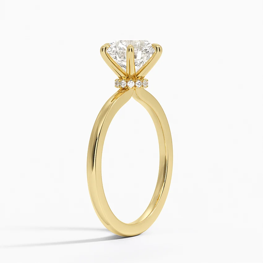 Round Cut Solitaire Engagement Ring, 6 Prong Diamond Ring, Classic Minimalist Bridal Ring