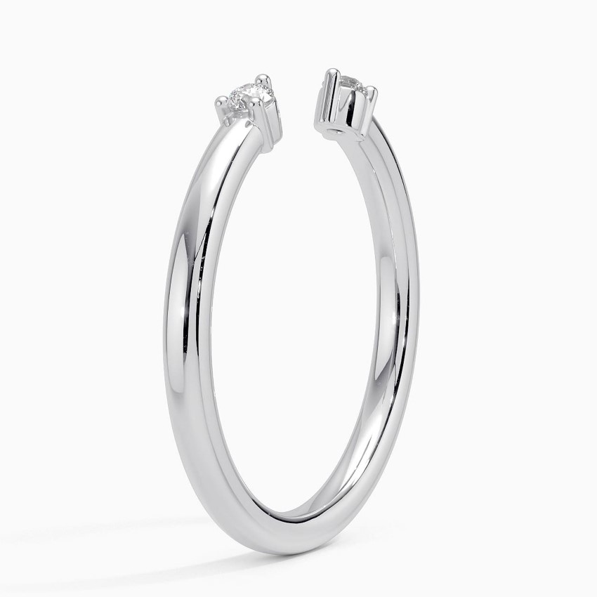 Minimalist Open Diamond Ring, Adjustable Cuff Ring, Dainty Solitaire Diamond Stackable Ring