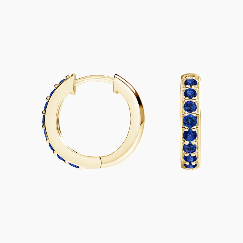 Blue Sapphire Huggie Hoop Earrings