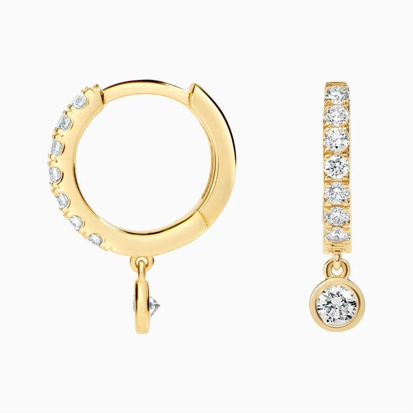 Minimalist Dangle Diamond Earrings, Everyday Luxury Hoops