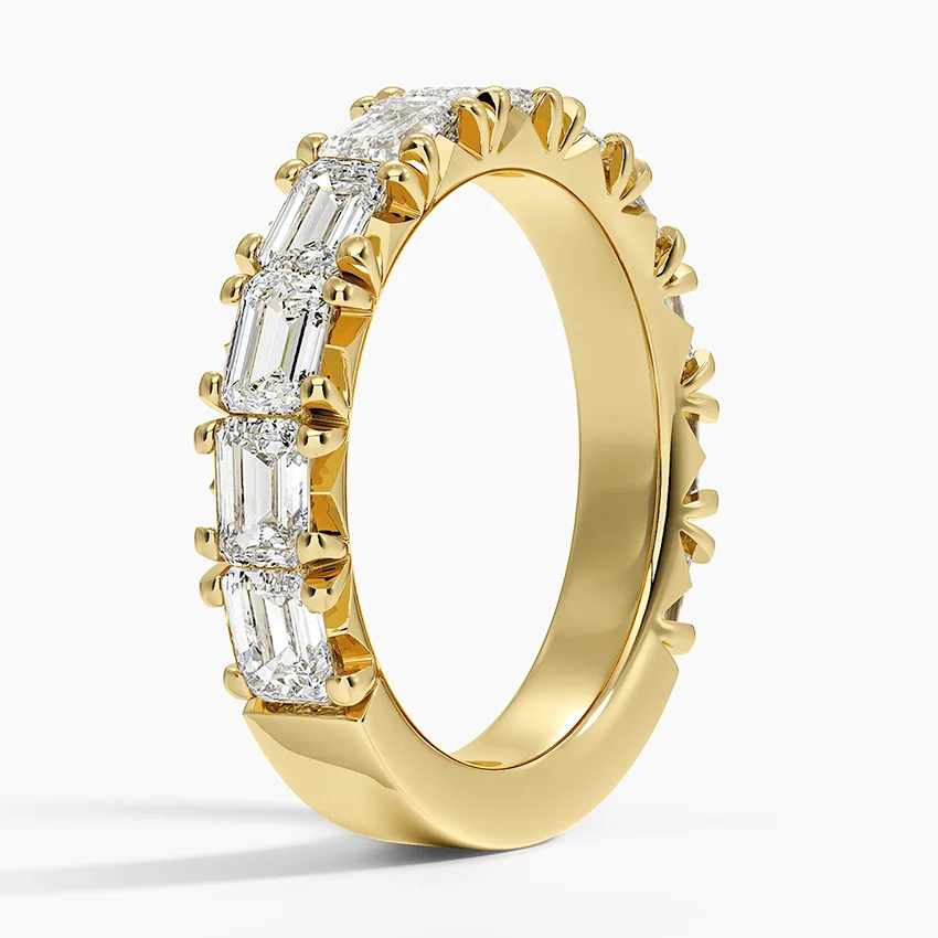 Emerald Cut Diamond Eternity Band Ring, Full Eternity Wedding Band, Baguette Diamond Ring