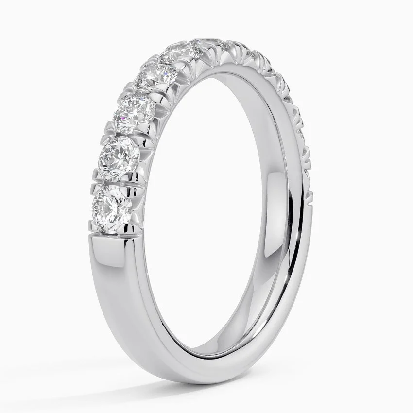Half Eternity Diamond Wedding Band Ring, Round Cut Prong Set Anniversary Ring, Bridal Minimalist Jewelry