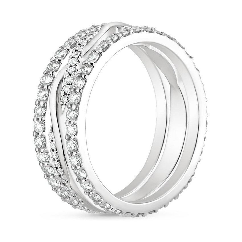 Diamond Stackable Wedding Band Set, Twisted Ring, Pave Diamond Ring Set