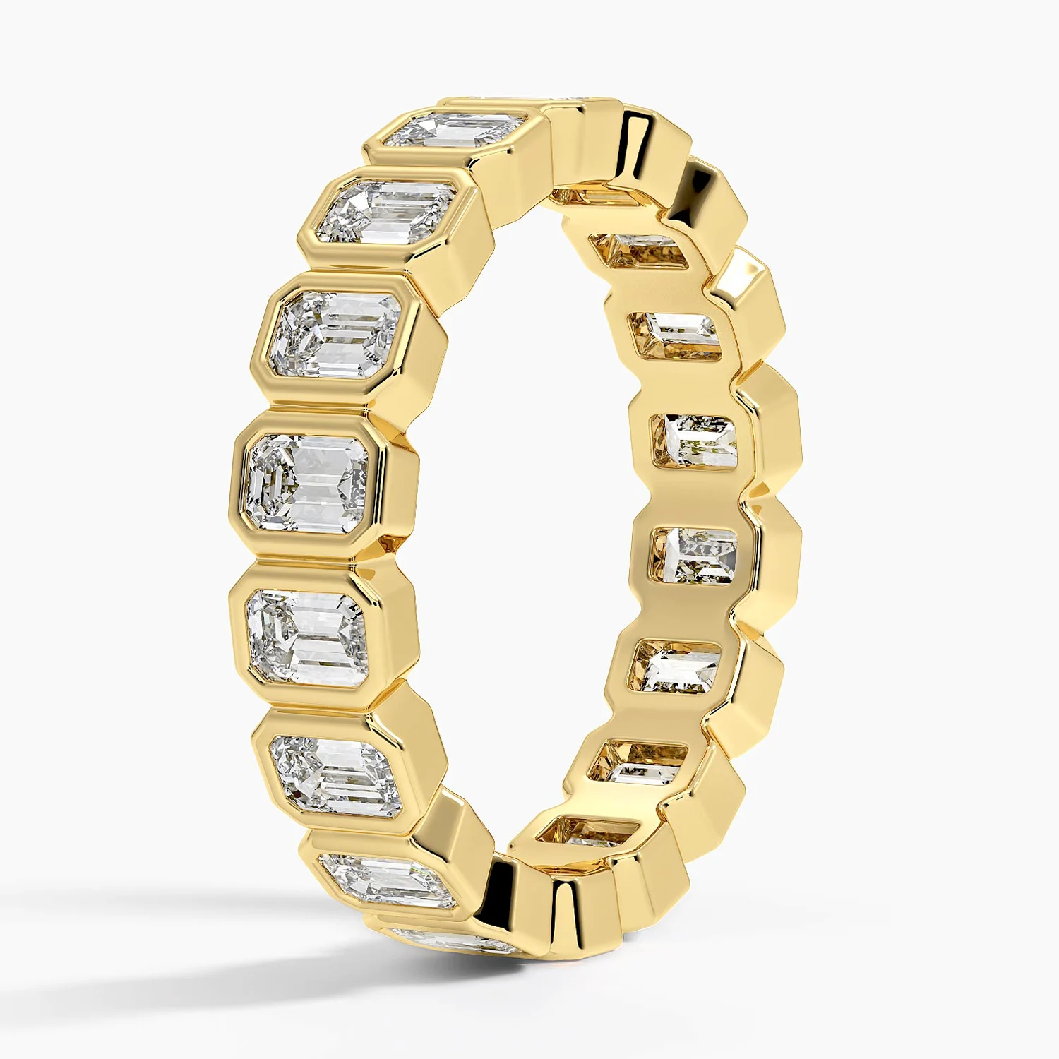 Emerald Cut Diamond Eternity Band Ring, Full Eternity Bezel Set Wedding Band, Luxury Anniversary Ring
