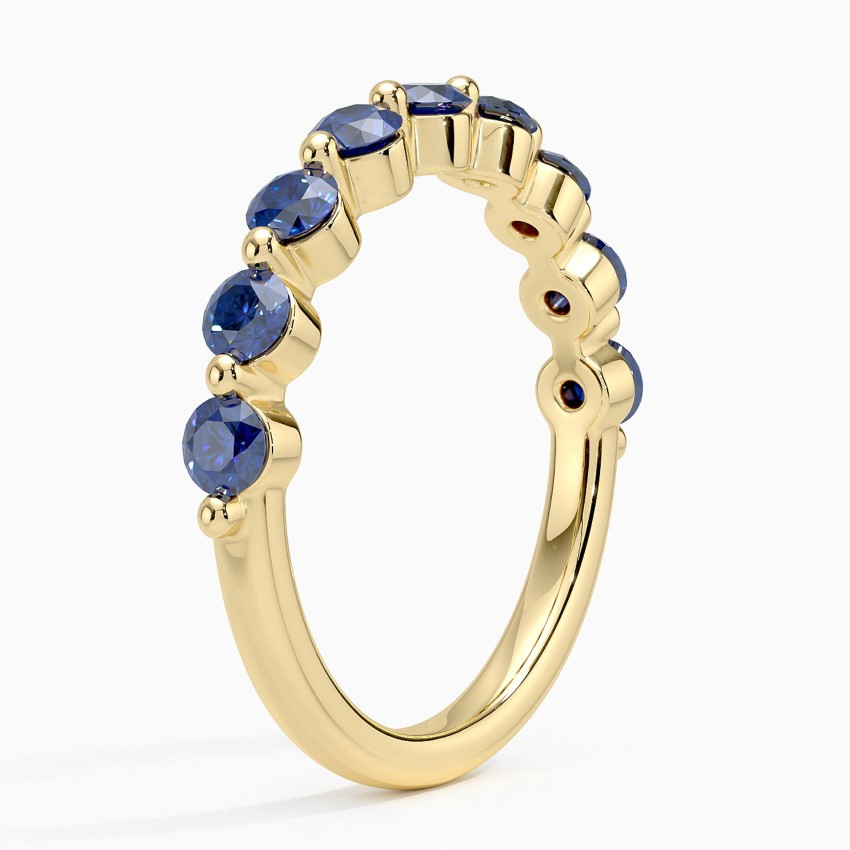 Blue Sapphire Diamond Eternity Band Ring, Round Cut Blue Gemstone Wedding Band, Anniversary Gift for Her