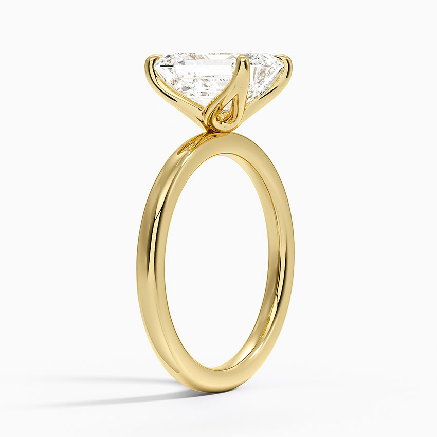 merald Cut Moissanite Engagement Ring, Solitaire 4 Prong Ring, Minimalist Gold Promise Ring