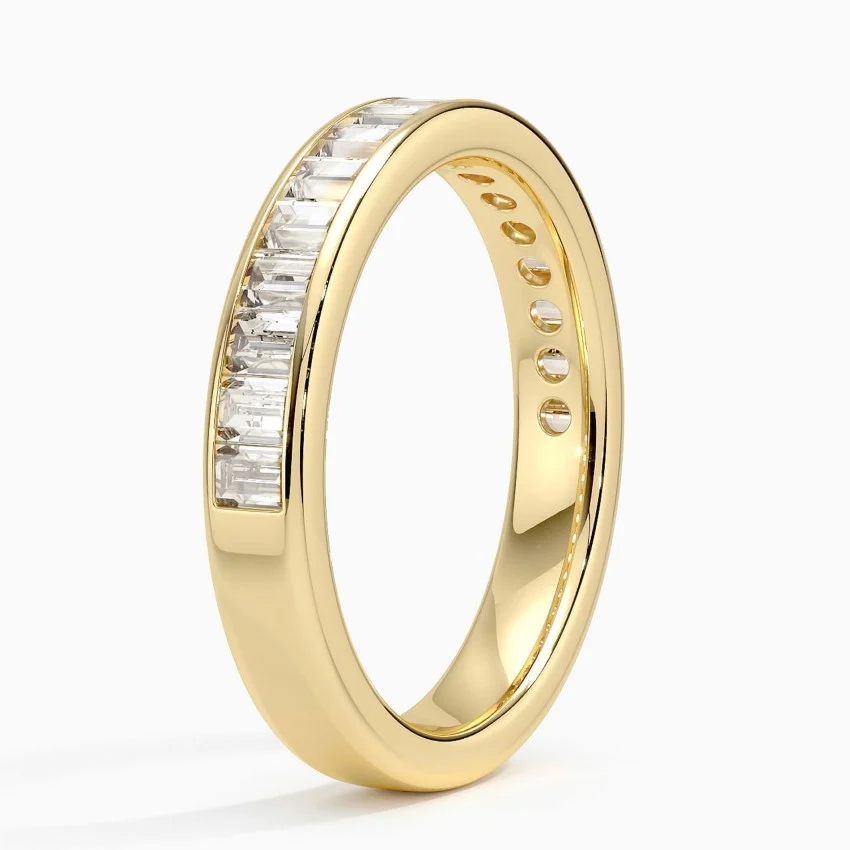 Baguette Diamond Eternity Band, Full Channel Set Wedding Ring, Minimalist Stackable Anniversary Ring