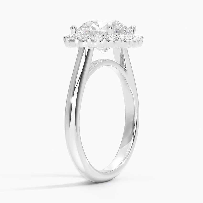 Round Brilliant Halo Diamond Engagement Ring, Classic Halo Bridal Ring, Lab Grown Diamond Ring