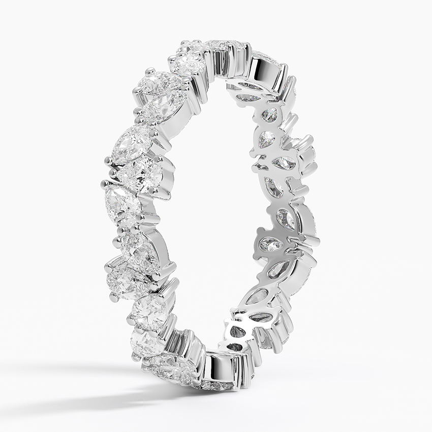 Marquise & Round Diamond Eternity Band, Full Eternity Wedding Ring, Gold Anniversary Band