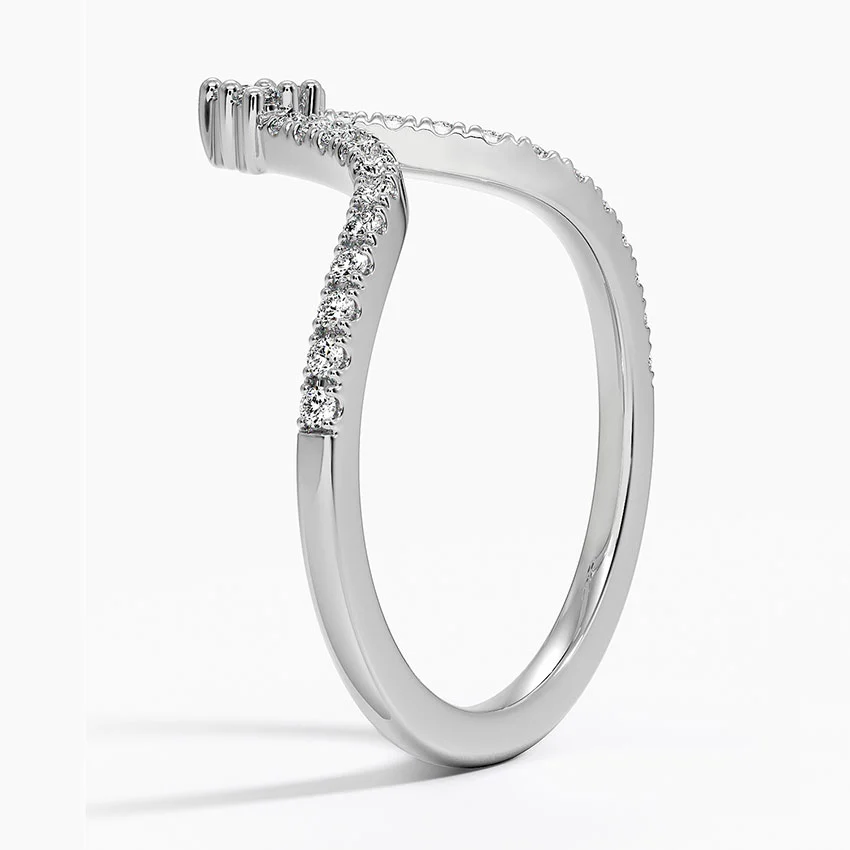 V Shape Diamond Ring, Chevron Wedding Band, Curved Diamond Ring