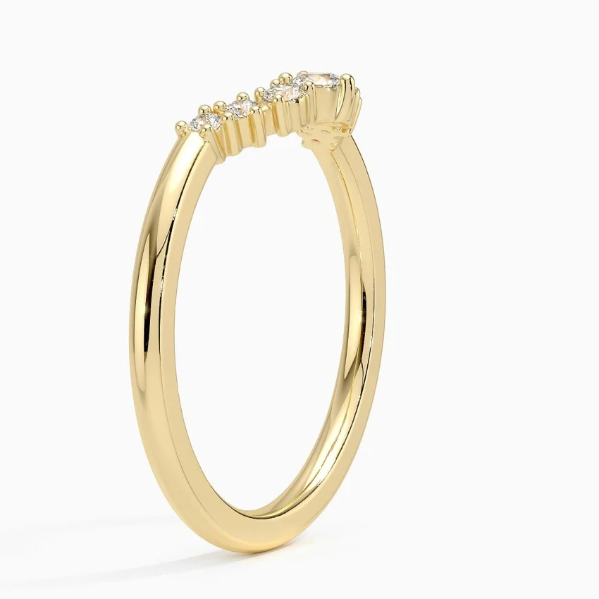 Chevron Diamond Ring, V Shaped Wedding Band, Curved Diamond Ring