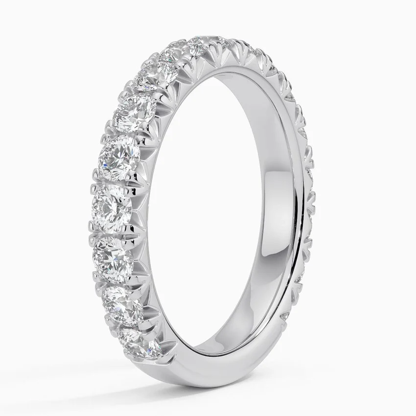 Round Cut Diamond Eternity Band Ring, Full Eternity Wedding Band, Solid Gold Stackable Ring