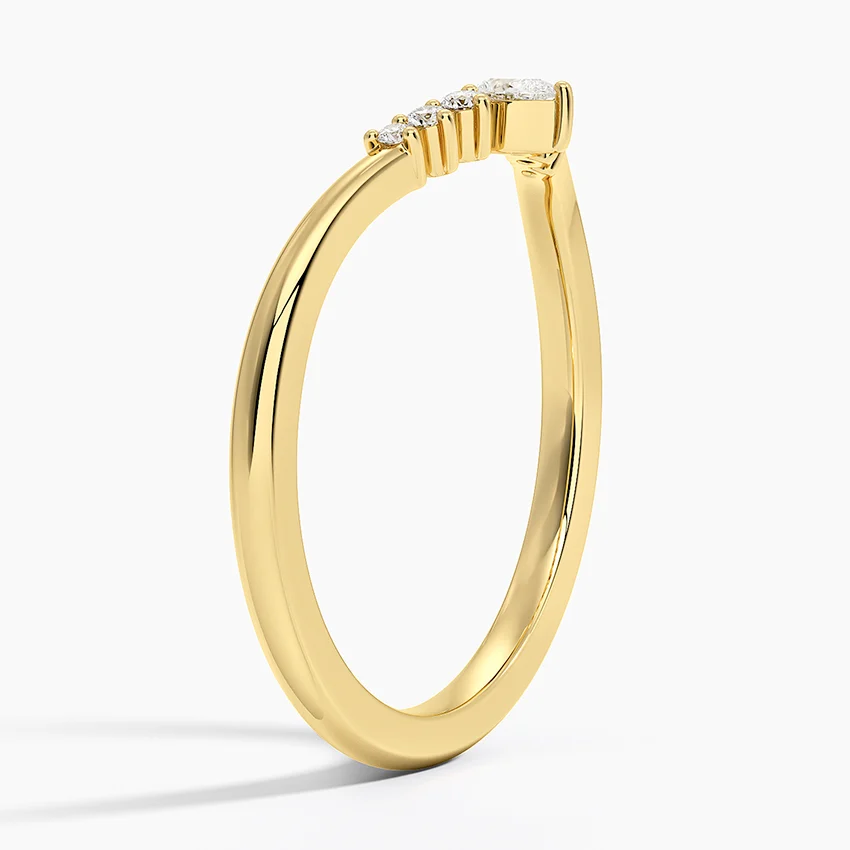 V Shape Diamond Ring, Pear Cut Center Diamond Band, Minimalist Wedding Ring