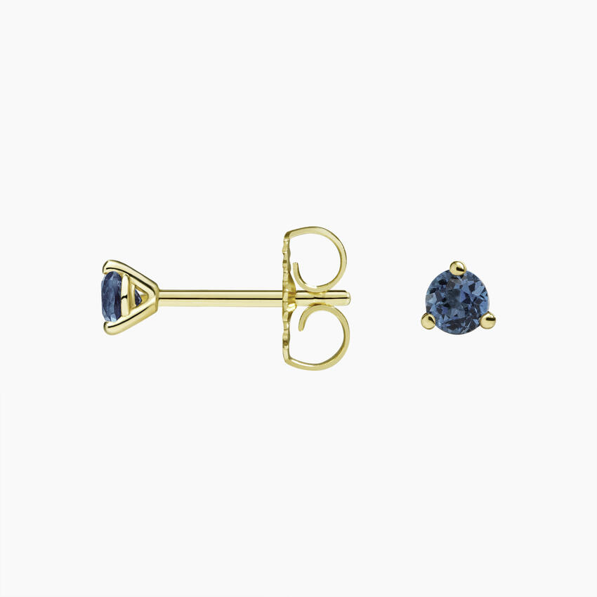 Blue Sapphire Stud Earrings, Round Solitaire Studs, Minimalist September Birthstone Earrings