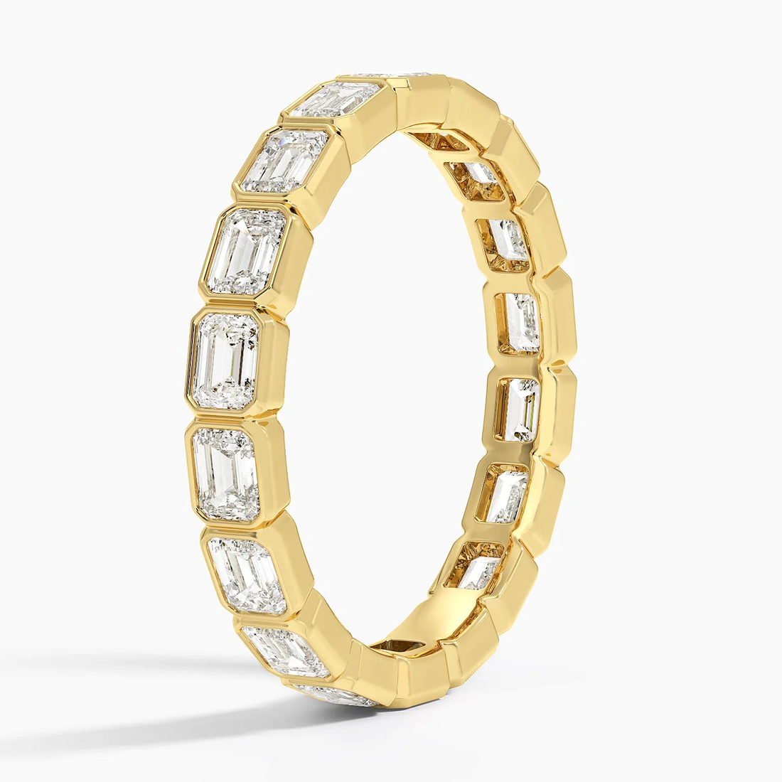 Emerald Cut Diamond Eternity Ring, Bezel Set Diamond Band, Stackable Wedding Band
