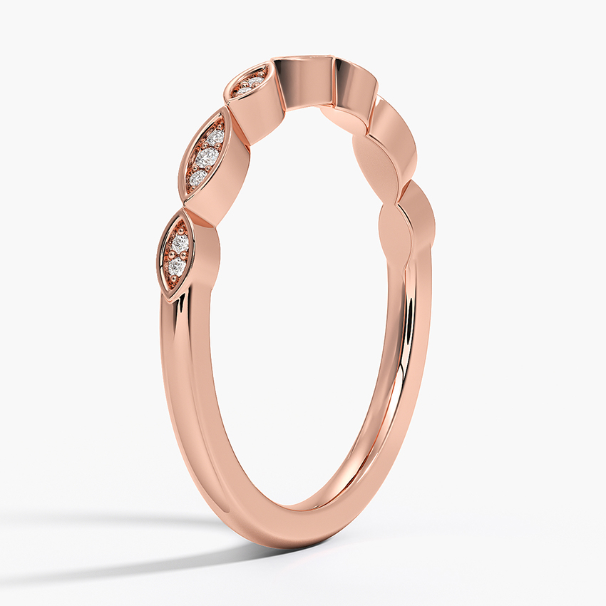 Marquise Diamond Wedding Band, Twisted Vine Diamond Ring, Minimalist Stackable Ring